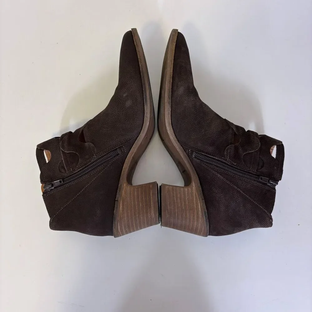 Lucky Brand Brown Faux‎ Leather Cut Out Ankle Booties 7.5